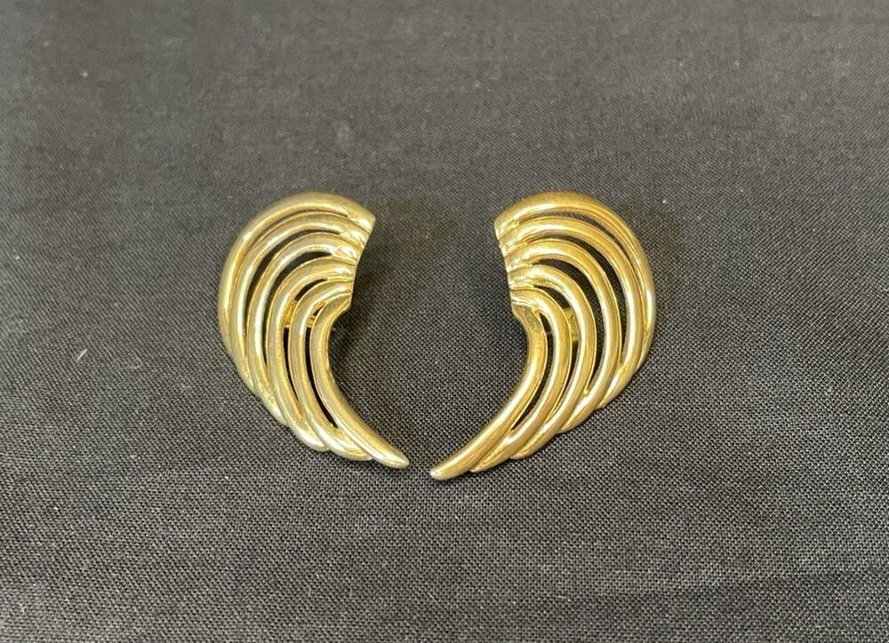 Napier Signed Vintage Gold Tone Statement Earrings 1.5" Stud